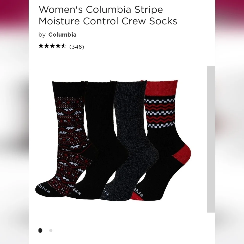 Women's Columbia Moisture Control Socks 4pk NEW